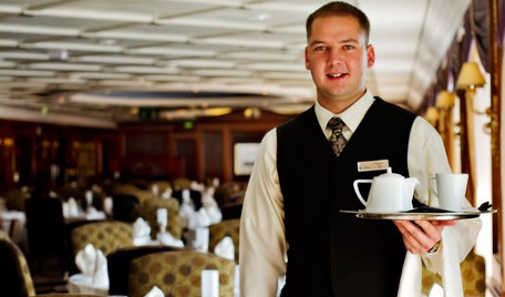 Waiter for work on board Luxury River passenger ship