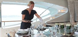 Работа на яхта Турама - 118 м. Dining room stewardess